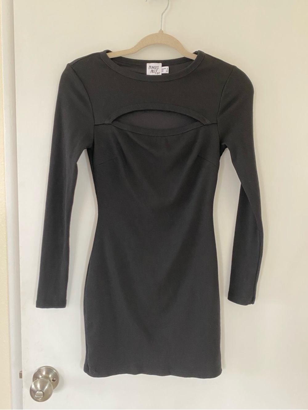 Princess Polly Black Long-Sleeve Cutout Mini Dress